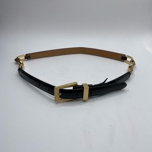Brighton Black Leather Belt with Gold Links Size S Good Condition